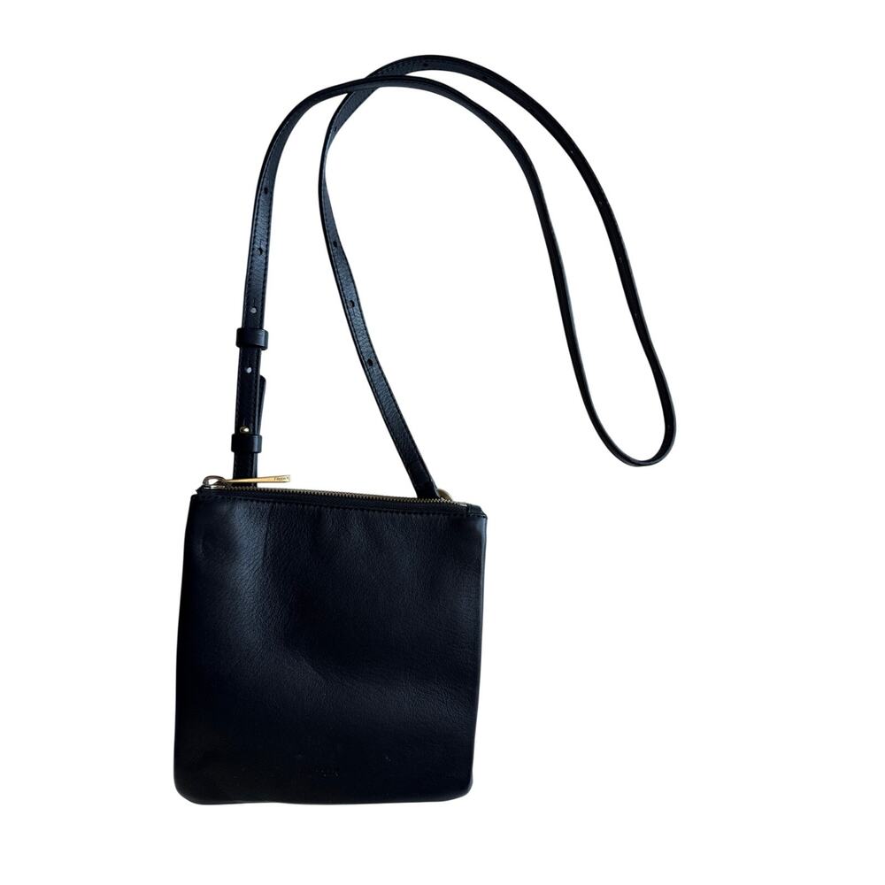 Filippa K Small Crossbody Bag in Black Leather